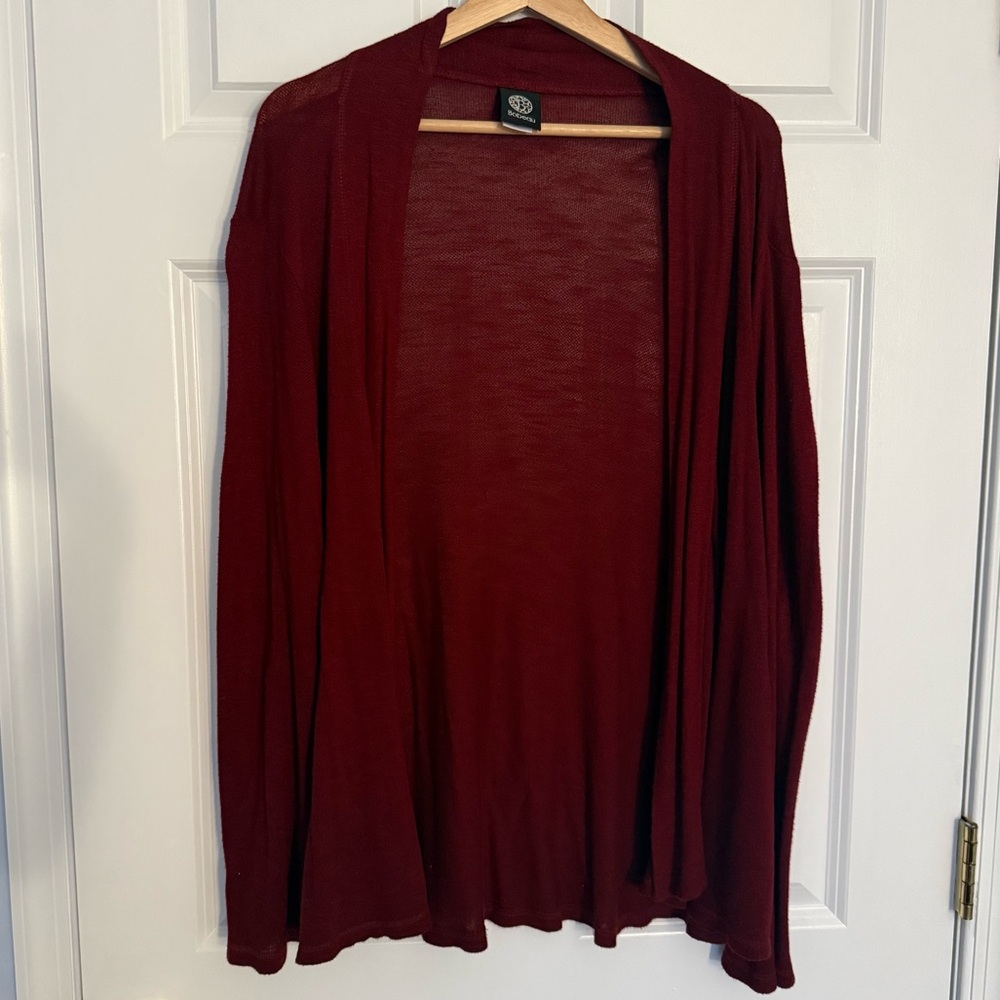 Bobeau Deep Red Open Front Cardigan